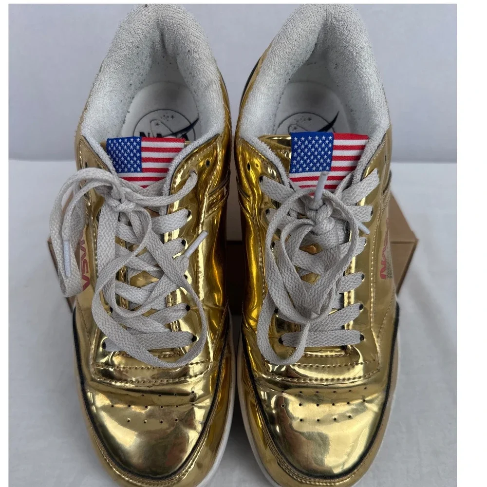 NASA Metallic Gold Low Top Sneakers Space Administration US Women's size 8s